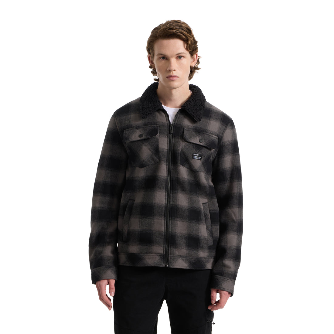 Jimmy Sherpa Lined Trucker Flannel Jacket